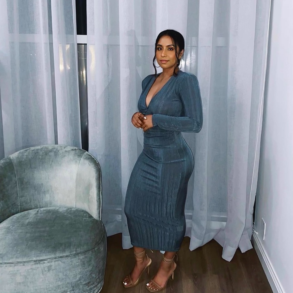 Plunge Midi Dress
